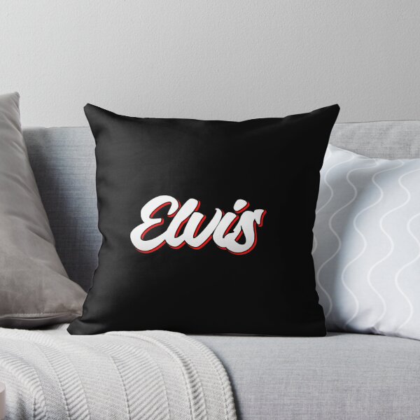Retro Elvis Name Label (Black) Throw Pillow RB0712 product Offical elvis Merch