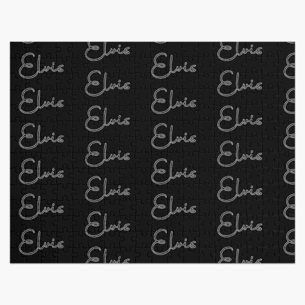 Elvis Cursive Name Label (Black) Jigsaw Puzzle RB0712 product Offical elvis Merch