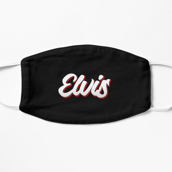 Retro Elvis Name Label (Black) Flat Mask RB0712 product Offical elvis Merch